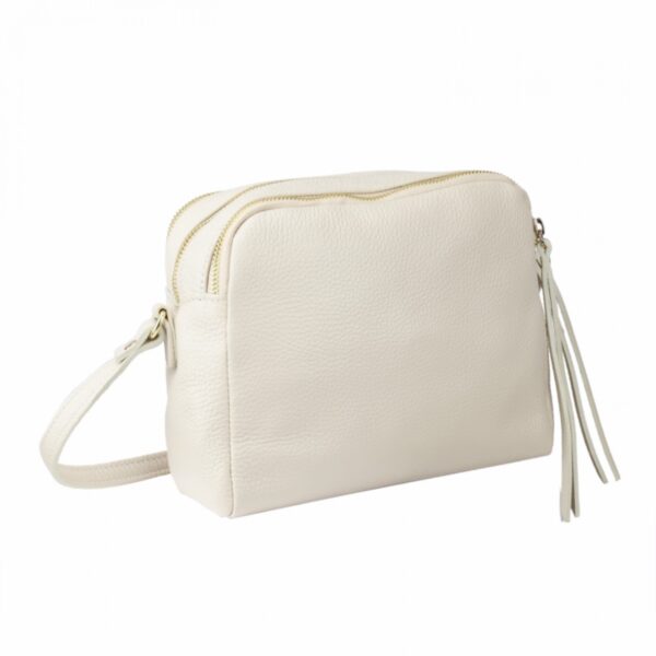 Bandolera de piel con tres bolsillos