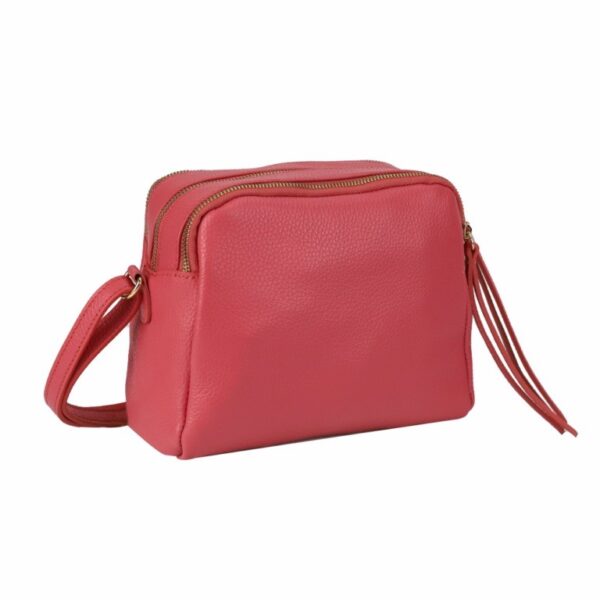 Bandolera de piel con tres bolsillos