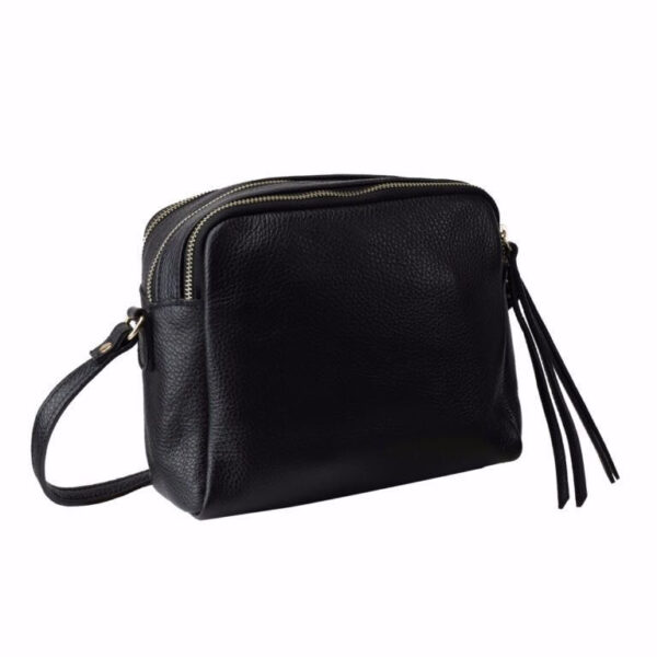 Bandolera de piel con tres bolsillos