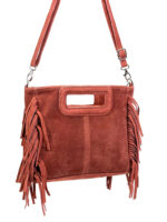 Bolso Bandolera de Piel de Serraje con Flecos Decorativos para Mujer