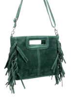 Bolso Bandolera de Piel de Serraje con Flecos Decorativos para Mujer