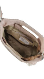 Bolso Bandolera de Piel de Serraje con Flecos Decorativos para Mujer