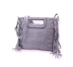 Bolso Bandolera de Piel de Serraje con Flecos Decorativos para Mujer