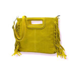 Bolso Bandolera de Piel de Serraje con Flecos Decorativos para Mujer