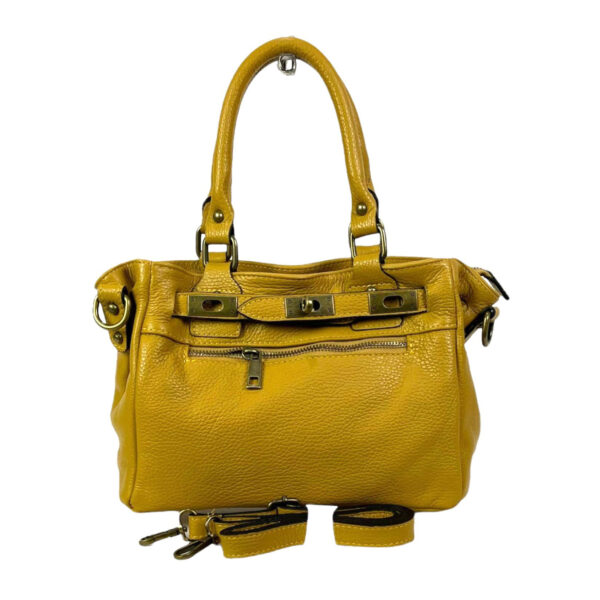 Bolso piel con bolsillo frontal y cierre giro decorativo