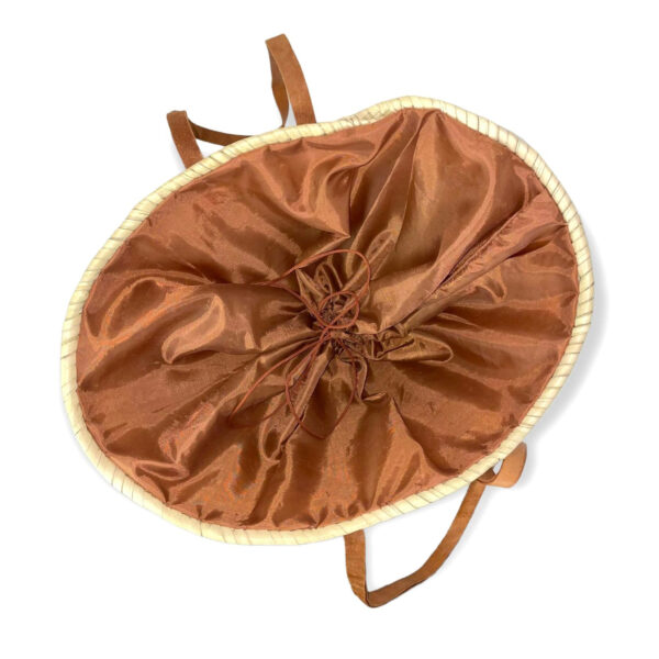 Amplia Cesta Paja con asas de piel, forro y gran capacidad