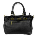 Bolso piel con bolsillo frontal y cierre giro decorativo