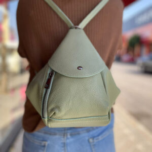 Bolso Mochila de piel con doble cierre