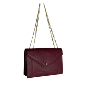 Bolso bandolera de piel con asas de cadena y solapa de botón