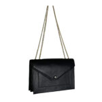 Bolso bandolera de piel con asas de cadena y solapa de botón