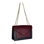 Bolso bandolera de piel con asas de cadena y solapa de botón