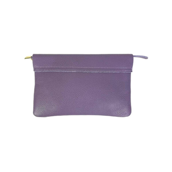 Bolso Piel de Grano tipo sobre con solapa y cremallera