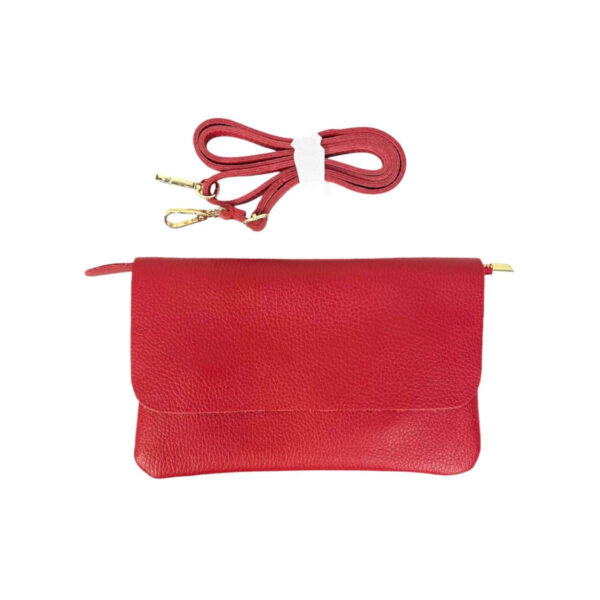 Bolso Piel de Grano tipo sobre con solapa y cremallera