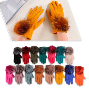 Guantes Mujer con Pompon Decorativo y Colores Lisos