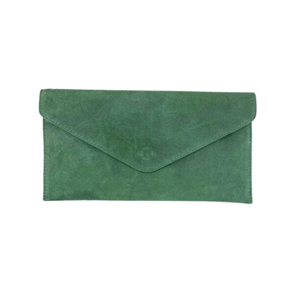 Bolso de Piel tipo Sobre con solapa de botón, asa y tira bandolera