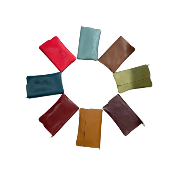 Bolso Piel de Grano tipo sobre con solapa y cremallera