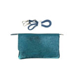 Bolso Piel metalizado estilo sobre con solapa y cremallera