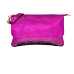 Bolso Piel metalizado estilo sobre con solapa y cremallera