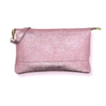 Bolso Piel metalizado estilo sobre con solapa y cremallera