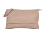 Bolso Piel de Grano tipo sobre con solapa y cremallera