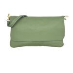 Bolso Piel de Grano tipo sobre con solapa y cremallera