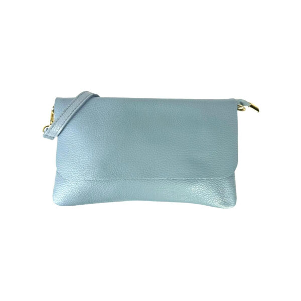 Bolso Piel de Grano tipo sobre con solapa y cremallera