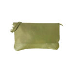 Bolso Piel de Grano tipo sobre con solapa y cremallera