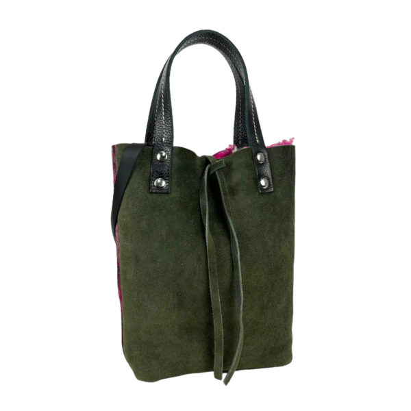 Bolso Ante & Terciopelo reversible con asas de mano y tira bandolera