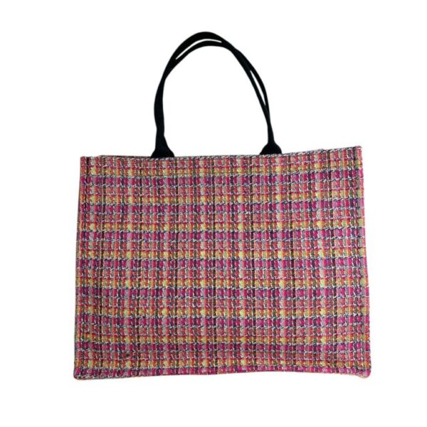 Bolso Shopper Check Tweed de Algodón para Mujer - Imagen 2