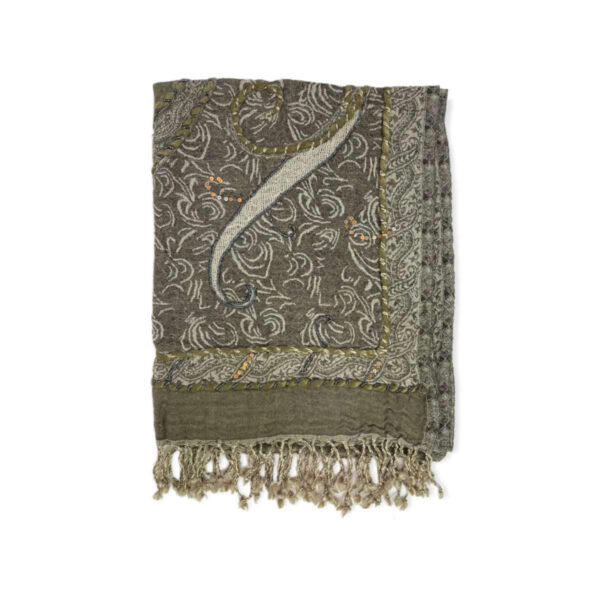 Bufanda de lana con bordado y lentejuelas de estilo étnico indio