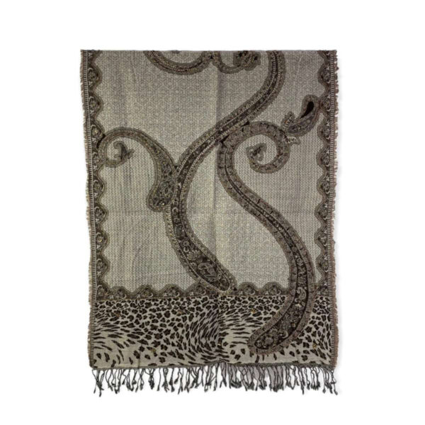 Bufanda de lana con bordado y lentejuelas de estilo étnico indio