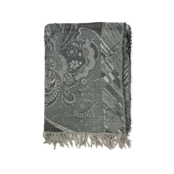 Bufanda de lana con bordado y lentejuelas de estilo étnico indio