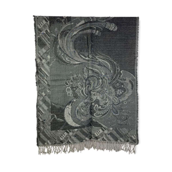 Bufanda de lana con bordado y lentejuelas de estilo étnico indio