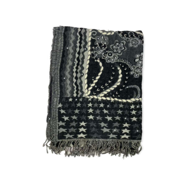 Bufanda de lana con bordado y lentejuelas de estilo étnico indio