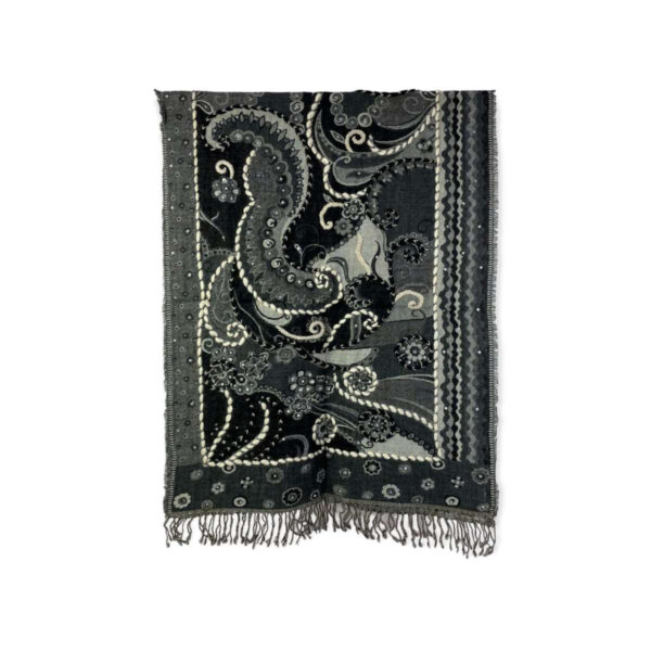 Bufanda de lana con bordado y lentejuelas de estilo étnico indio