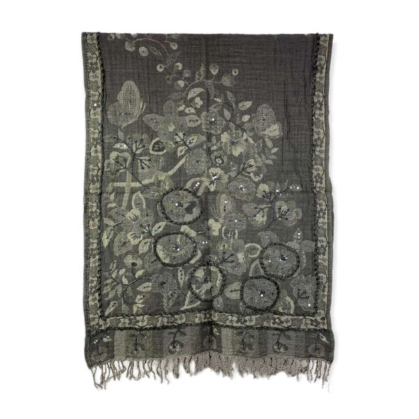 Bufanda de lana con bordado y lentejuelas de estilo étnico indio