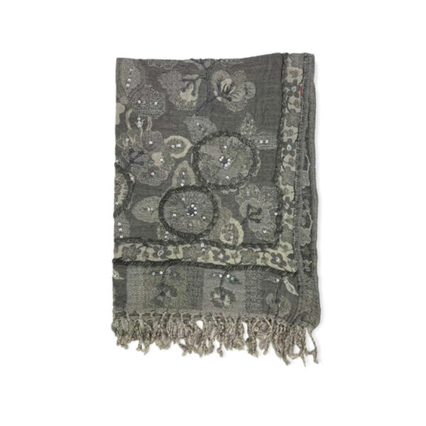 Bufanda de lana con bordado y lentejuelas de estilo étnico indio