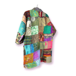 Kimono étnico reversible de Seda pachtwork para mujer