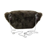 Riñonera sintética de pelo para mujer con asa tipo cinturón