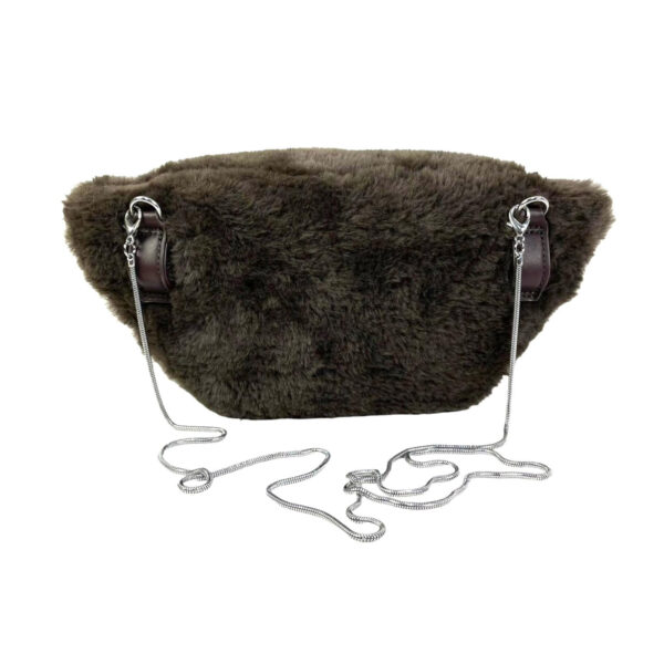 Riñonera sintética de pelo para mujer con asa tipo cinturón