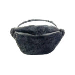 Riñonera sintética de pelo para mujer con asa tipo cinturón