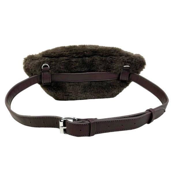 Riñonera sintética de pelo para mujer con asa tipo cinturón