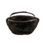 Riñonera sintética de pelo para mujer con asa tipo cinturón