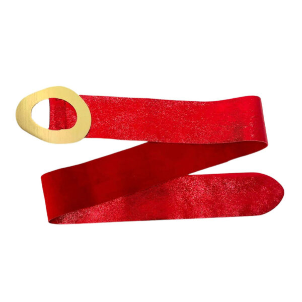 Cinturón metalizado Piel de Serraje con hebilla ancha