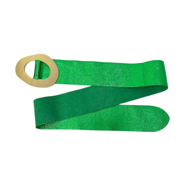 Cinturón metalizado Piel de Serraje con hebilla ancha