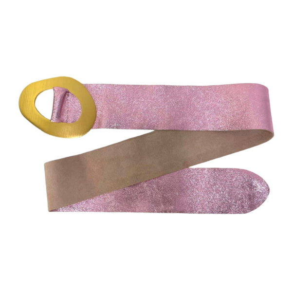 Cinturón metalizado Piel de Serraje con hebilla ancha