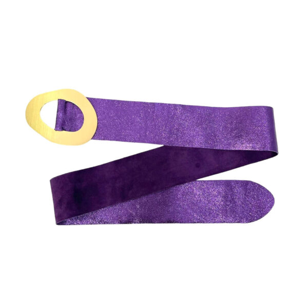 Cinturón metalizado Piel de Serraje con hebilla ancha