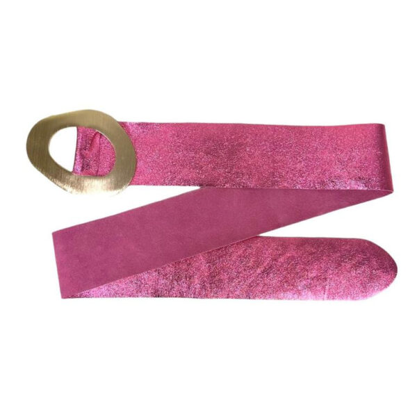 Cinturón metalizado Piel de Serraje con hebilla ancha