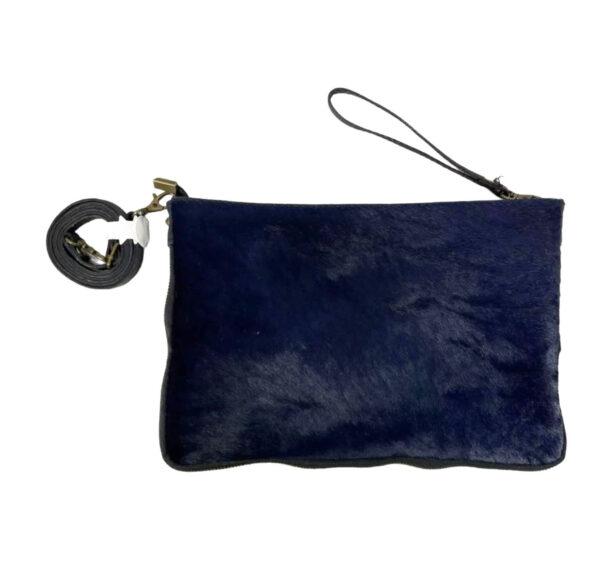 Bolso bandolera artesanal de piel italiana y pelito para mujer