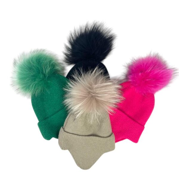 Gorro de Lana y Cachemira para Mujer con pelito natural - Imagen 3